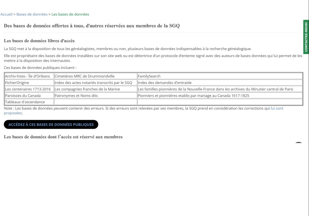 Formation en ligne O-2025<br><b>Bases de données sur le site Web de la SGQ