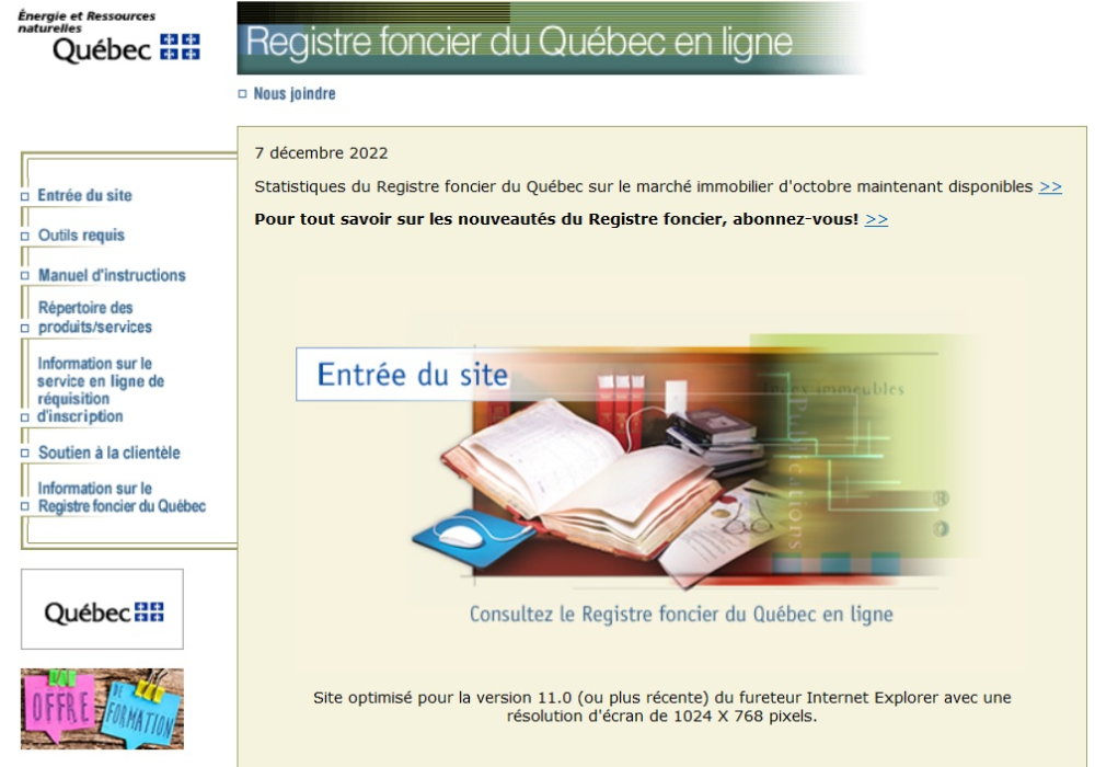 Formation hybride <br> <b> Le registre foncier du Québec